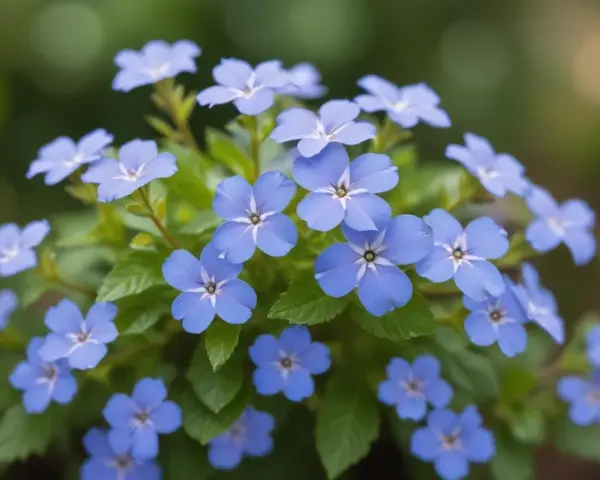 En klunga av små, ljusblå blommor med mörkare mitt. Dessa blyblomma sticklingar är redo att planteras för att skapa en vacker rabatt.